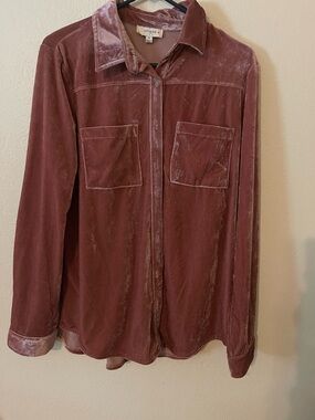 Umgee Rose Mauve Velvet Button-Down Shirt